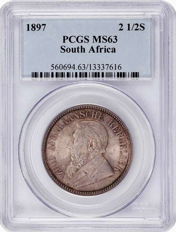 S. Africa: 1897 ZAR 2.5 Shillings (Halfcrown) PCGS Certified MS63