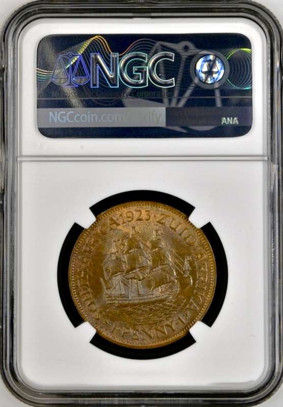 S. Africa: 1923 KGV 1 Penny NGC Certified MS65RB