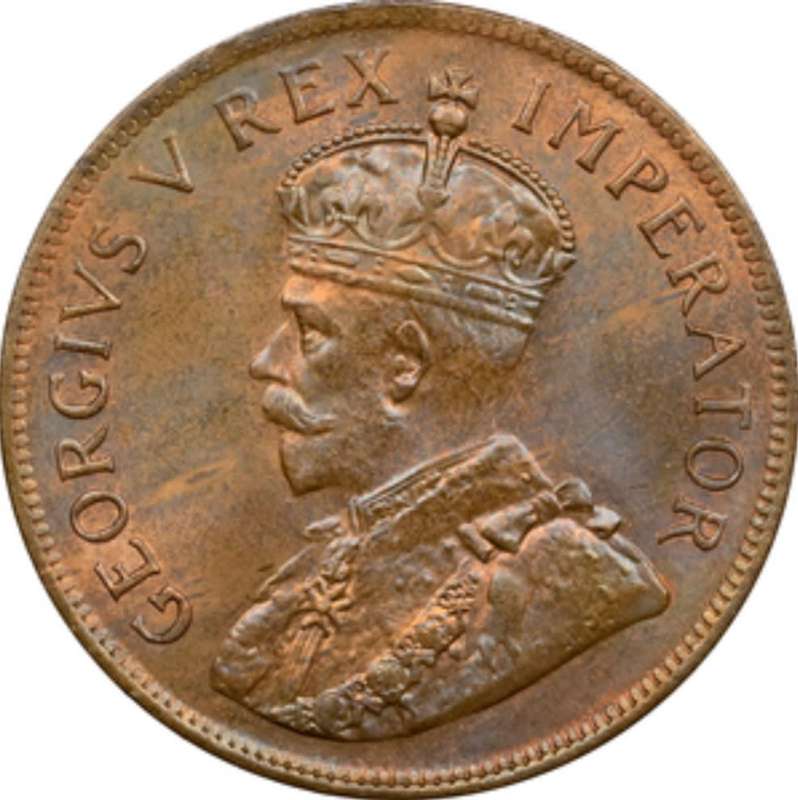 S. Africa: 1923 KGV 1 Penny NGC Certified MS65RB