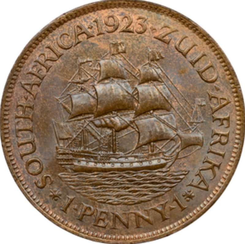 S. Africa: 1923 KGV 1 Penny NGC Certified MS65RB