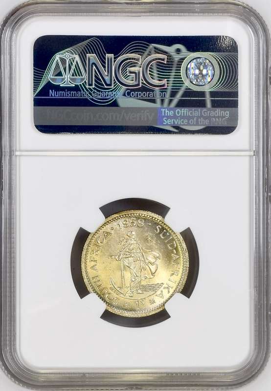 S. Africa: 1958 QEII 1 Shilling NGC Certified MS65