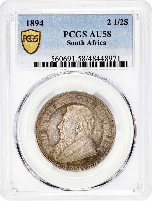 S. Africa: 1894 ZAR 2.5 Shillings (Halfcrown) PCGS Certified AU58