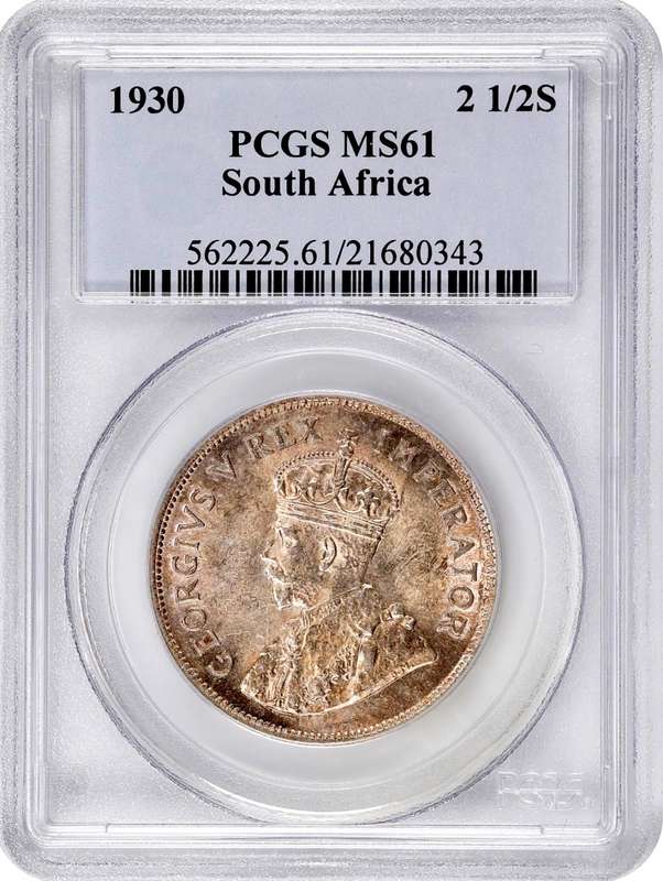 S. Africa: 1930 KGV 2.5 Shillings (Halfcrown) PCGS Certified MS61