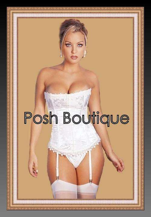 STRAPLESS WHITE BRIDAL CORSET WITH LACE TRIMMINGS SIZE L (10-12)