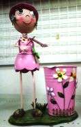 Flower pot pink with girl