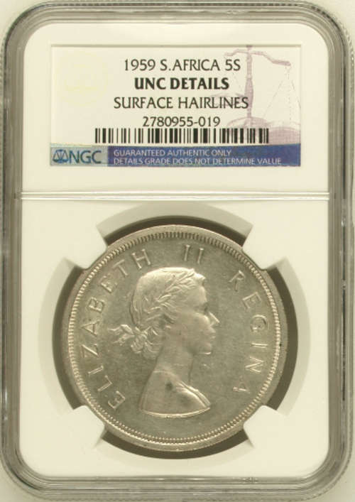 ***1959 5 SHILLING CROWN***UNC DETAILS***KEY DATE***NGC***