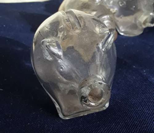 THREE GLASS PIGGY BANKS