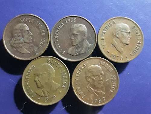 R.S.A. 1 cent pieces X 5