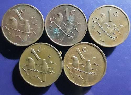 R.S.A. 1 cent pieces X 5