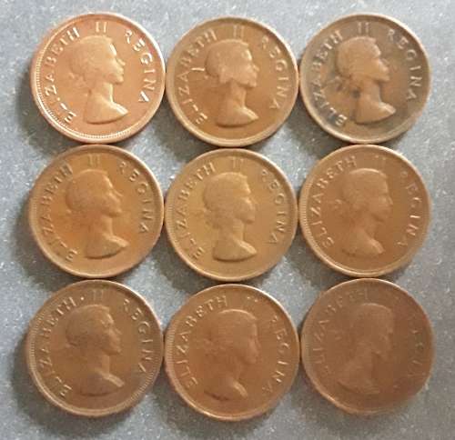 Union of South Africa 1 penny coin lot of 9