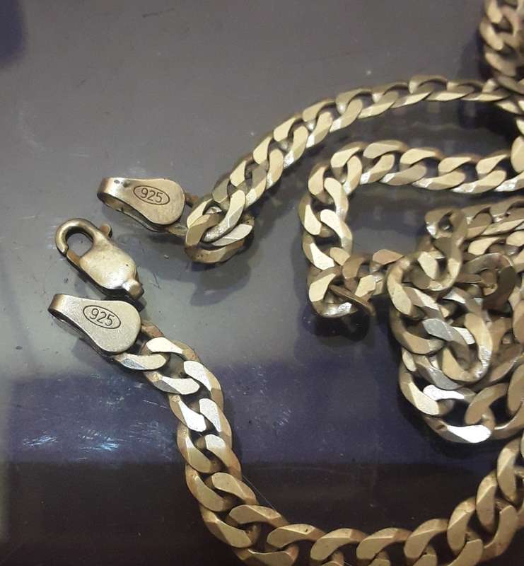 .925 mens silver chain broken latch