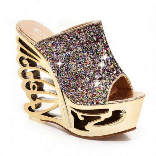 Sequins Sexy Makeup Wedges Platforms Woman Shoes