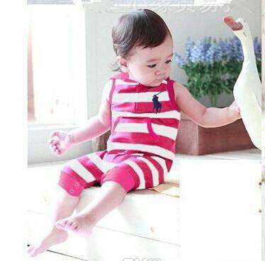 Polo romper pink and white