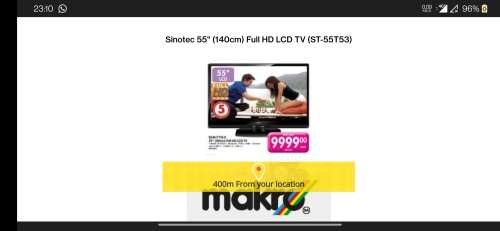 Sinotec 55 inch Full HD LCD TV (COLLECTION ONLY)