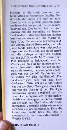 Die Uys Geskiedenis 1704-1974 - Ian S. Uys ( Signed copy)