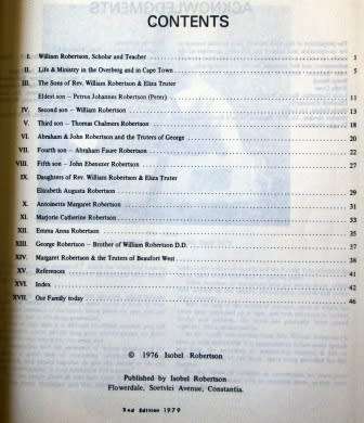 Aberdeen to Overberg. The Life and Family of William Robertson D.D. - Isobel Robertson  signed copy