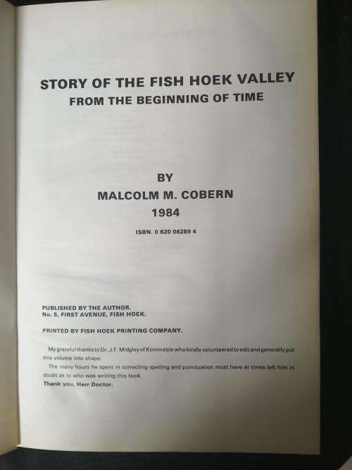 The Story of Fish Hoek Valley by Malcom Cobern