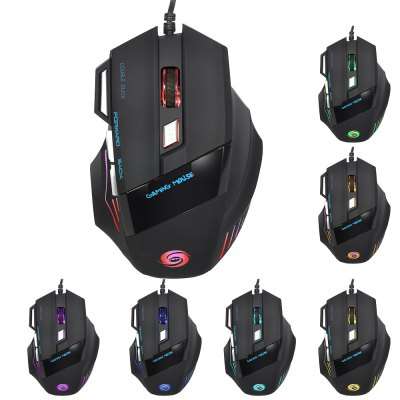 Jwfy Seven Buttons Usb Wired Gaming Mouse Led 5500Dpi Black
