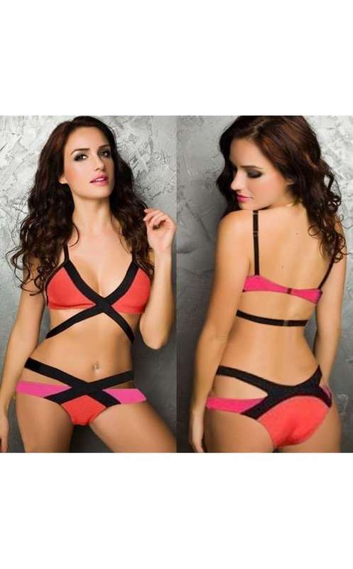 Colour Block Strappy Bikini