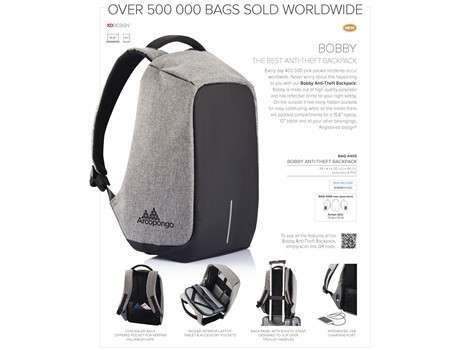 The original Bobby Anti-theft backpack by XD Design (Grey) THESE ARE THE LAST ONES AVAILABLE ON BOB