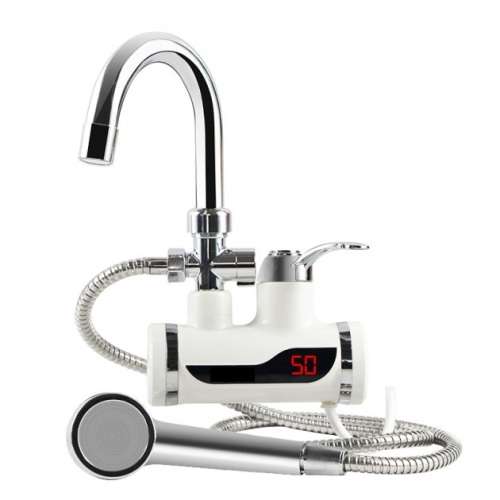 INSTANT ELECTRIC HEATING WATER FAUCET WITH HANDHELD SHOWERHEAD - WALL MOUNT
