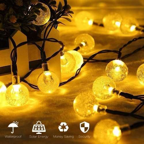 20 LEDs Crystal Ball 5M Solar Lamp (warm W)