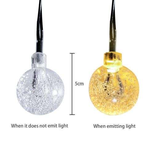 20 LEDs Crystal Ball 5M Solar Lamp (warm W)