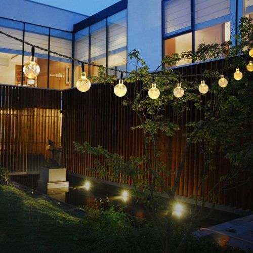 20 LEDs Crystal Ball 5M Solar Lamp (warm W)