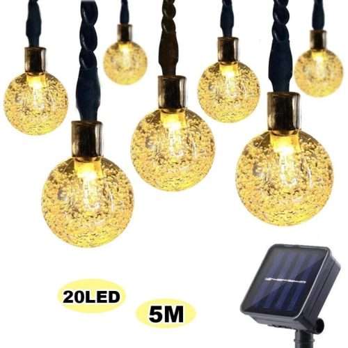 20 LEDs Crystal Ball 5M Solar Lamp (warm W)