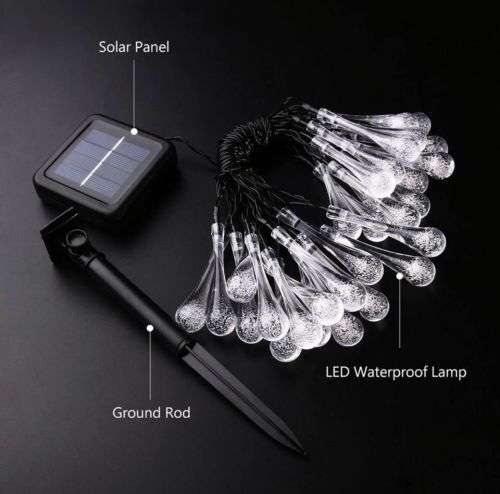 Hanging Water Drop Waterproof Fairy String Solar Lights (warm white)