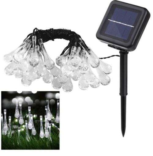 Hanging Water Drop Waterproof Fairy String Solar Lights (warm white)