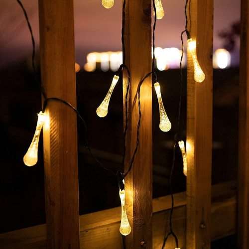 Hanging Water Drop Waterproof Fairy String Solar Lights (warm white)
