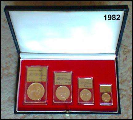 1982 4 Coin Gold Proof Krugerrand set - 1,  1-2,  1-4,  1-10 ounce, Graded, Slabed and Certified by