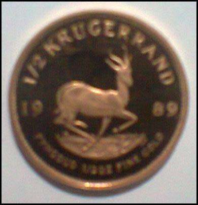 1989  1/2 Ounce Proof Gold Krugerrand Presented in a S.A Mint Red Box.