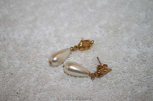 Gold and Pearl Costume Jewelry Earrings