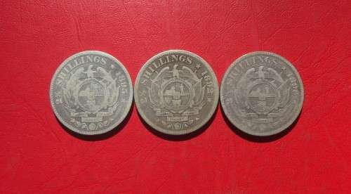 3 X ZAR SILVER HALF CROWNS / 2.5 SHILLINGS. BID PER COIN TO TAKE ALL 3.