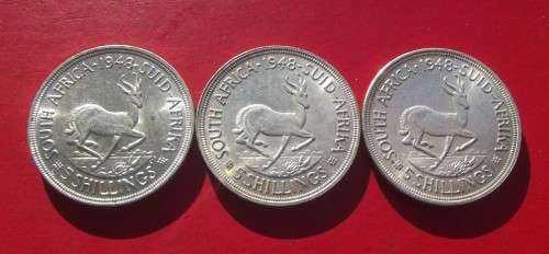 SET OF 3 X UNCIRCULATED 1948 SILVER CROWNS. 80% SILVER. BID IS PER COIN TO TAKE 3.