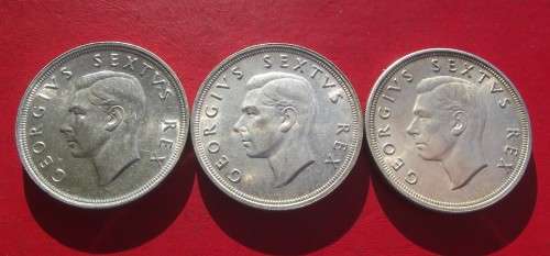 SET OF 3 X UNCIRCULATED 1948 SILVER CROWNS. 80% SILVER. BID IS PER COIN TO TAKE 3.