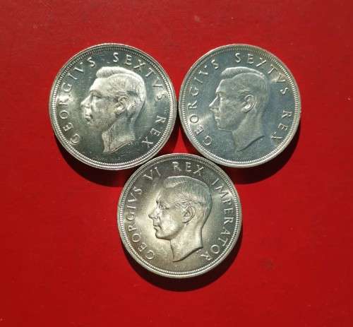 SILVER CROWN SET IN MINT STATE CONDITION. 1947/48/49. BID IS PER CROWN TO TAKE 3.