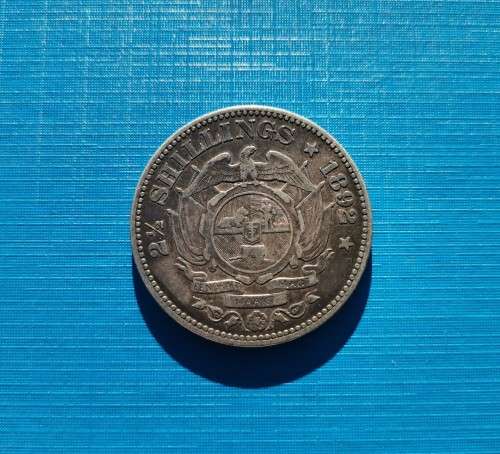 ZAR 1892 SILVER HALF CROWN. SCARCE. PROBLEM FREE.