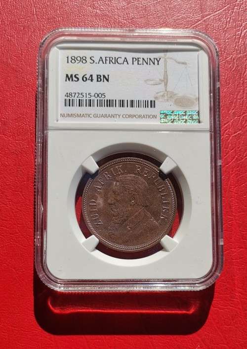 ZAR 1898 1D PENNY. NGC MS64BN. ABSOLUTELY BEAUTIFUL COIN.