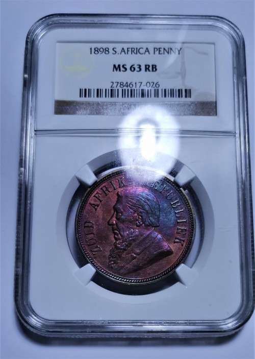 ZAR 1898 1D PENNY. NGC MS63RB. BEAUTIFUL COIN.