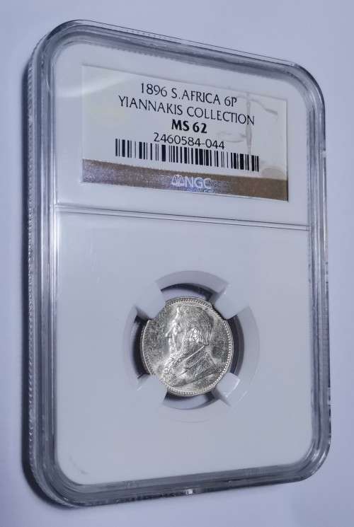 ZAR 1896 6P. MS62. STUNNING COIN.