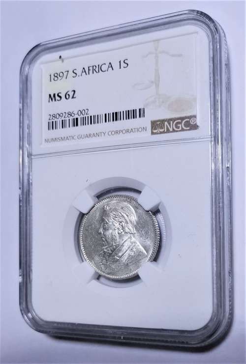 ZAR 1897 SHILLING. NGC MS62. STUNNING BEAUTIFUL COIN.