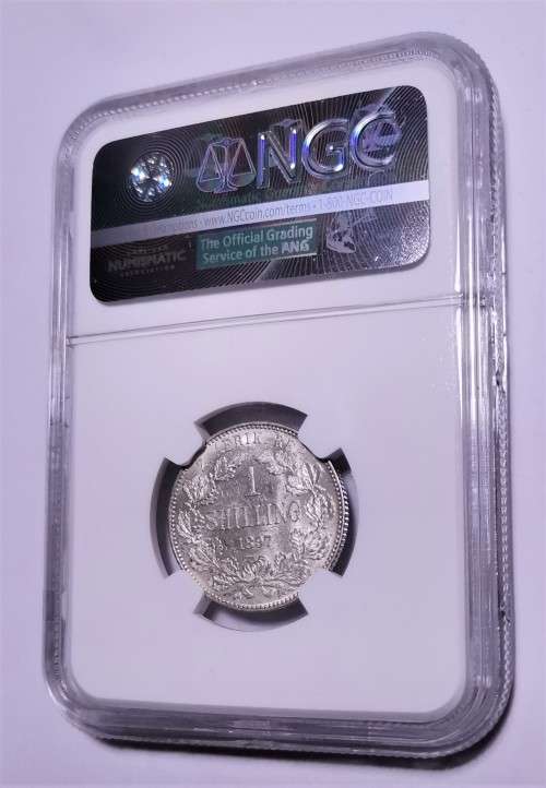 ZAR 1897 SHILLING. NGC MS62. STUNNING BEAUTIFUL COIN.