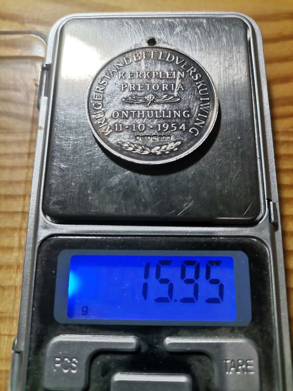 STERLING SILVER KRUGER KERKPLEIN MEDALLION. STAMPED. WEIGHT: 15.95 GRAMS