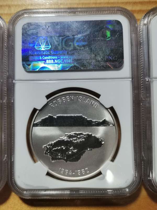 3 X TOP POP MANDELA  1 OUNCE SILVER MEDALLIONS. NGC. MINT OF NORWAY. BID PER SLAB TO TAKE ALL.