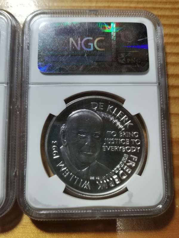 3 X TOP POP MANDELA  1 OUNCE SILVER MEDALLIONS. NGC. MINT OF NORWAY. BID PER SLAB TO TAKE ALL.