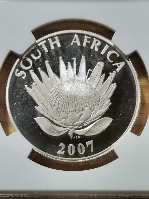 MANDELA 2007 SILVER R1. PROOF 70 ULTRA CAMEO. NGC. HIGHEST GRADE.