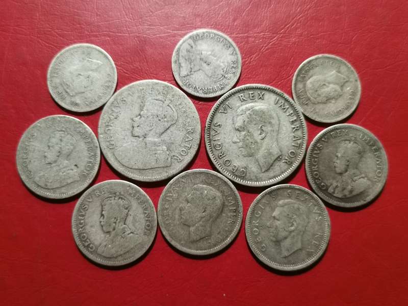 COLLECTION OF 80% SILVER CONTENT SA COINS. ONE BID.